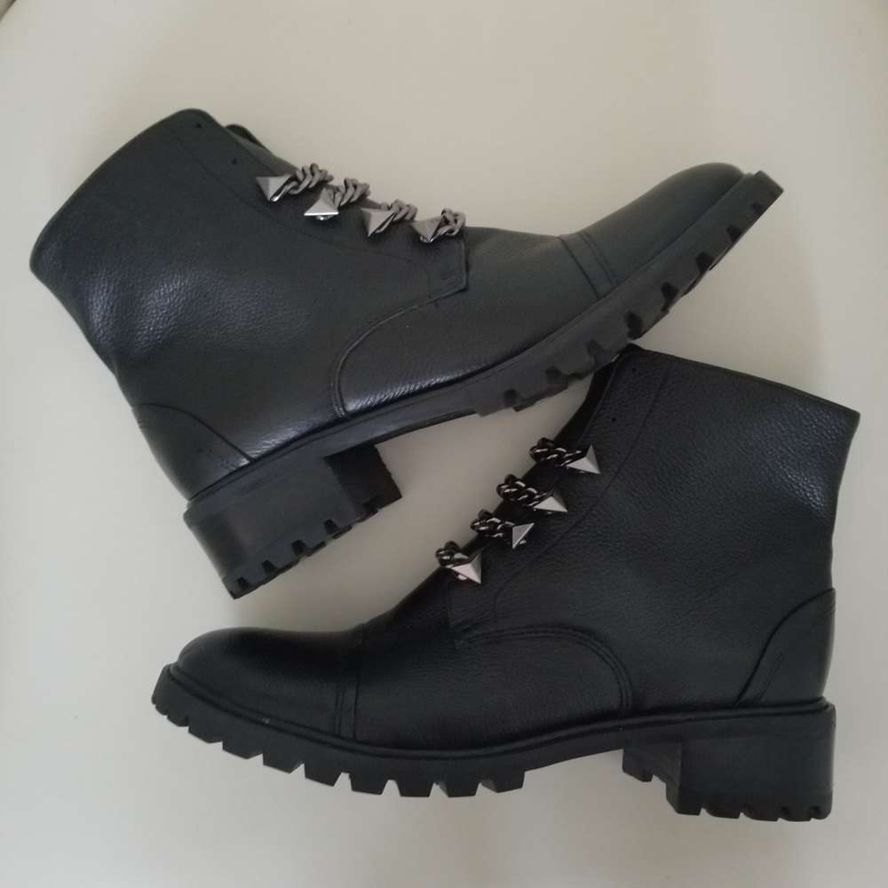 Schutz Jeh Chain & Leather Combat Boots